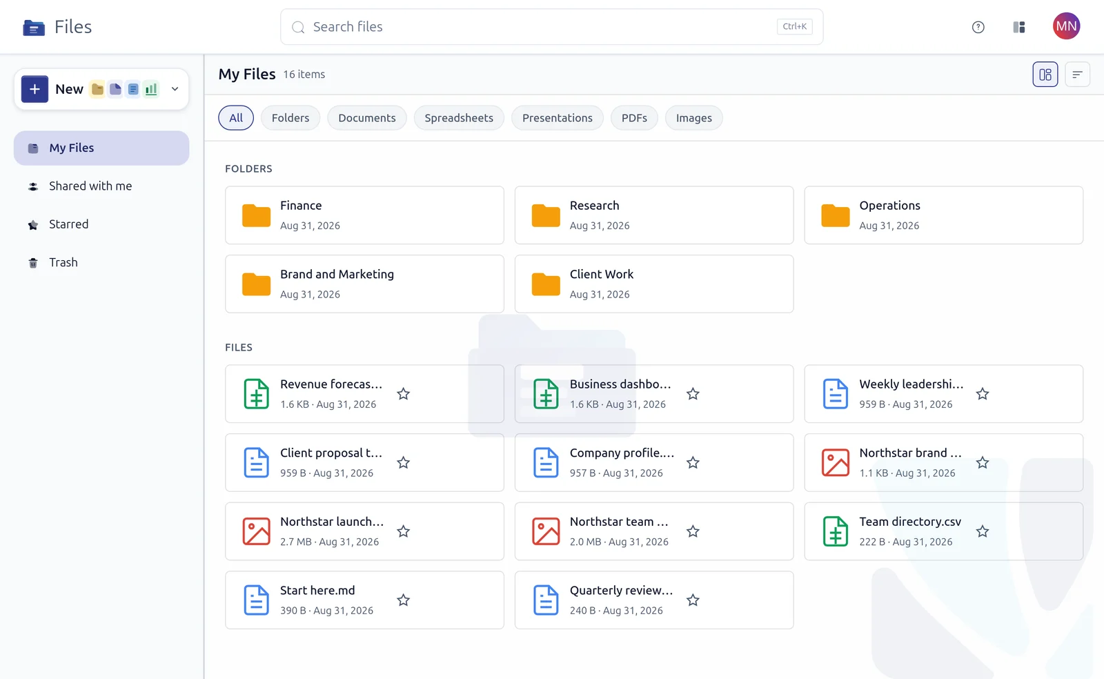 WhileSmart Docs showing folders and files