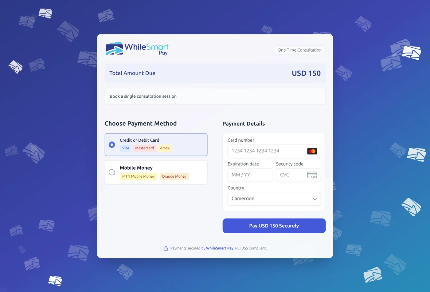 A WhileSmart Pay checkout